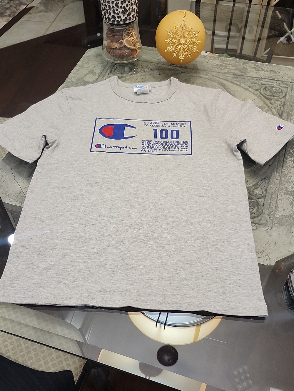 Champion Oxford Gray Life Behind The Label Heritage Graphic Crew Tee Shirt M